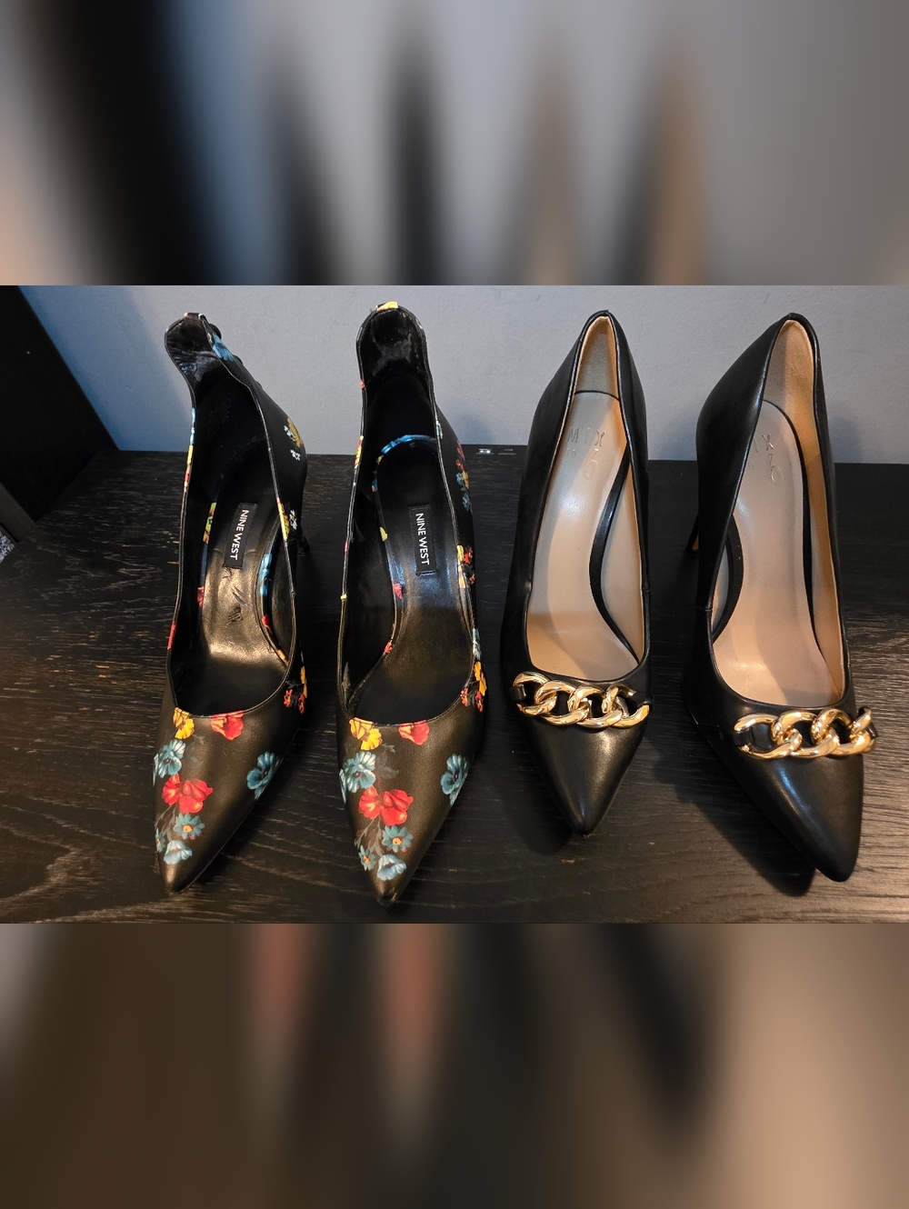 Floral Black Pointed Toe Stiletto Heels